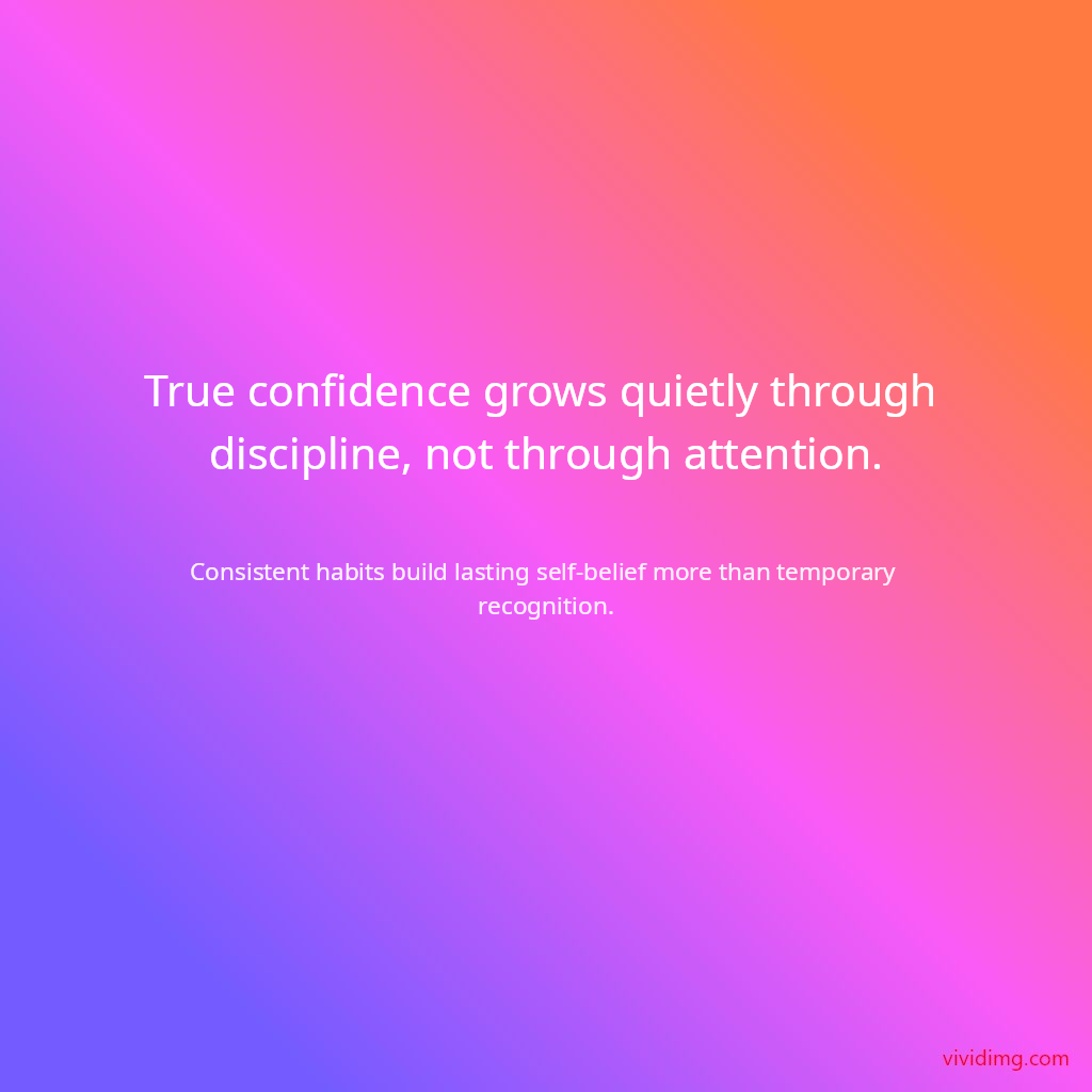 True confidence grows quietly through discipline, not through attention.